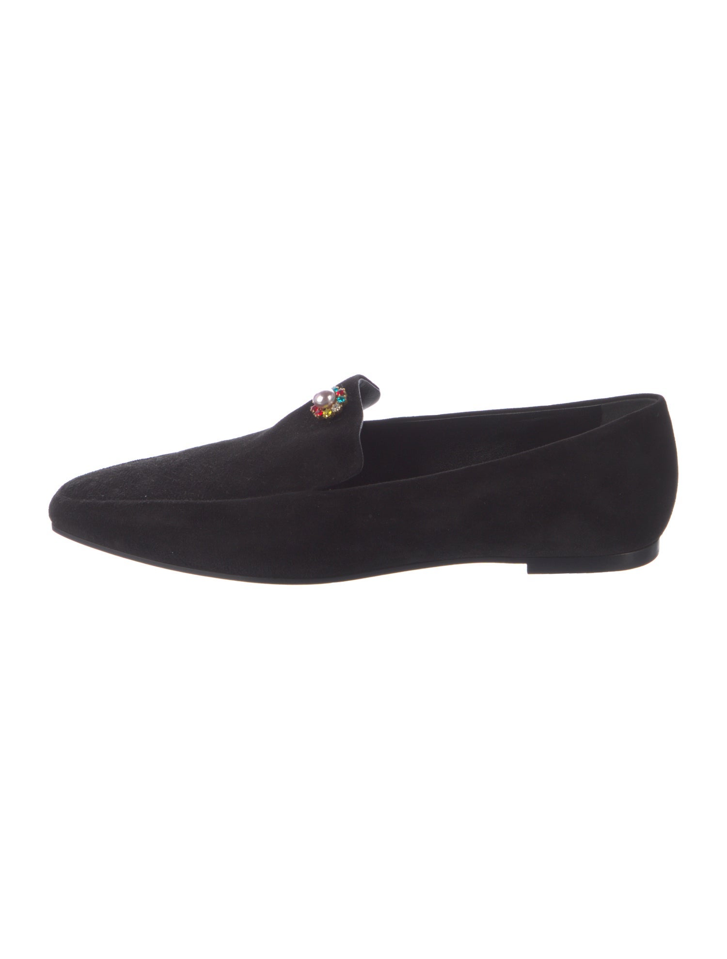 The Row Faux Pearl Accents Suede Loafers