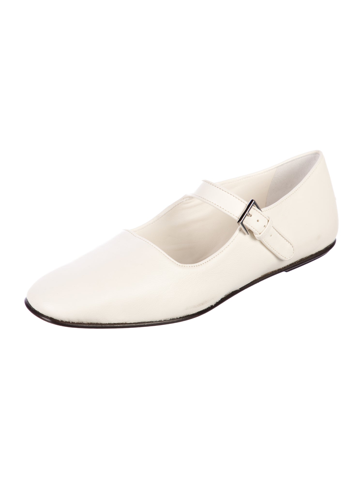 The Row Leather Mary Jane Flats