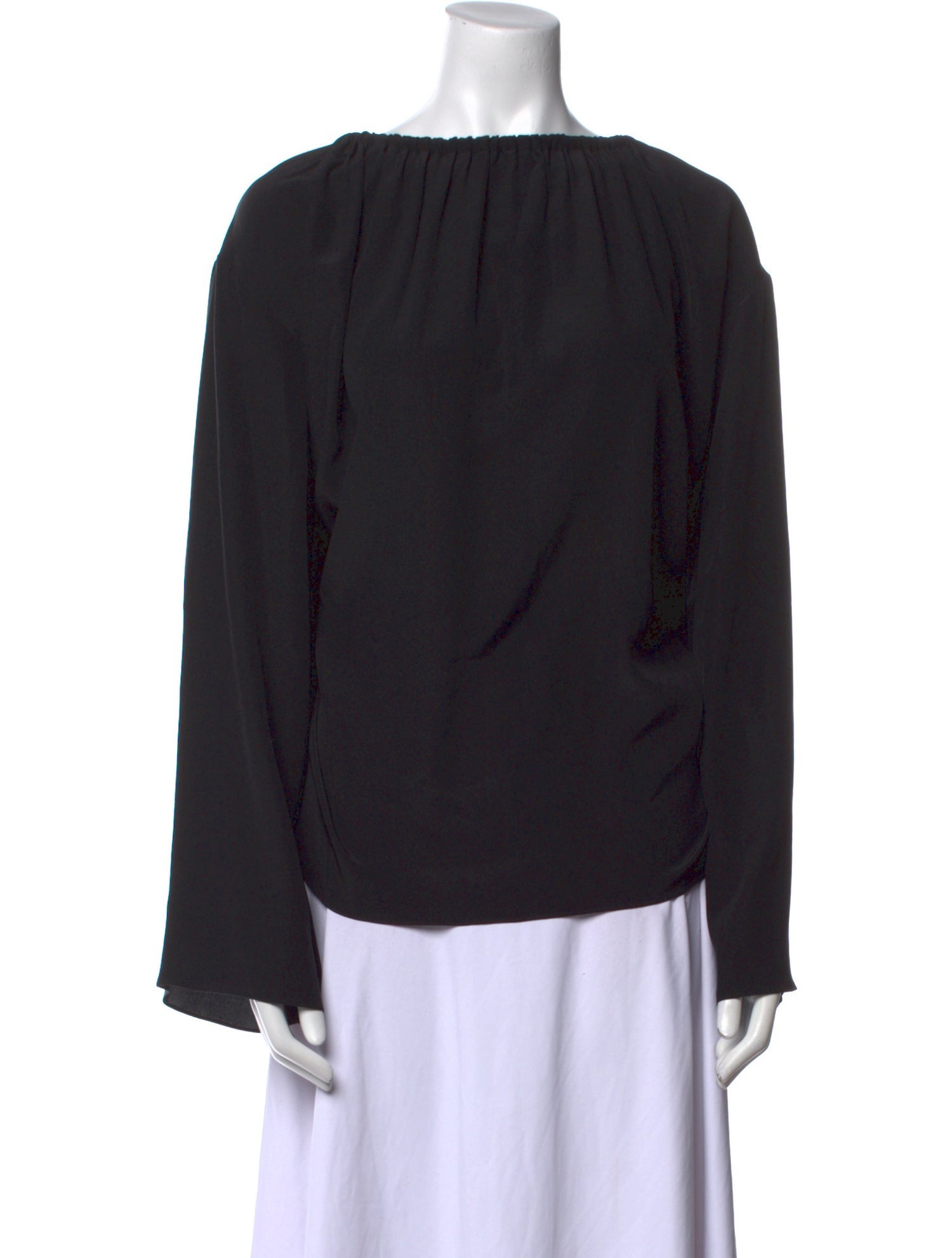 The Row Silk Bateau Neckline Blouse