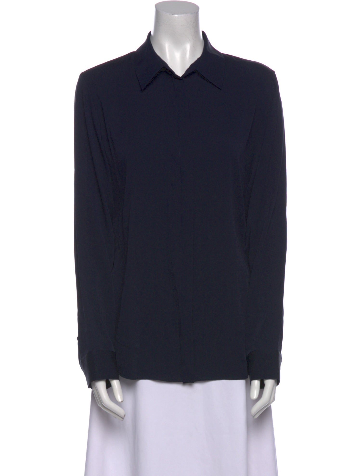 The Row Silk Long Sleeve Button-Up Top