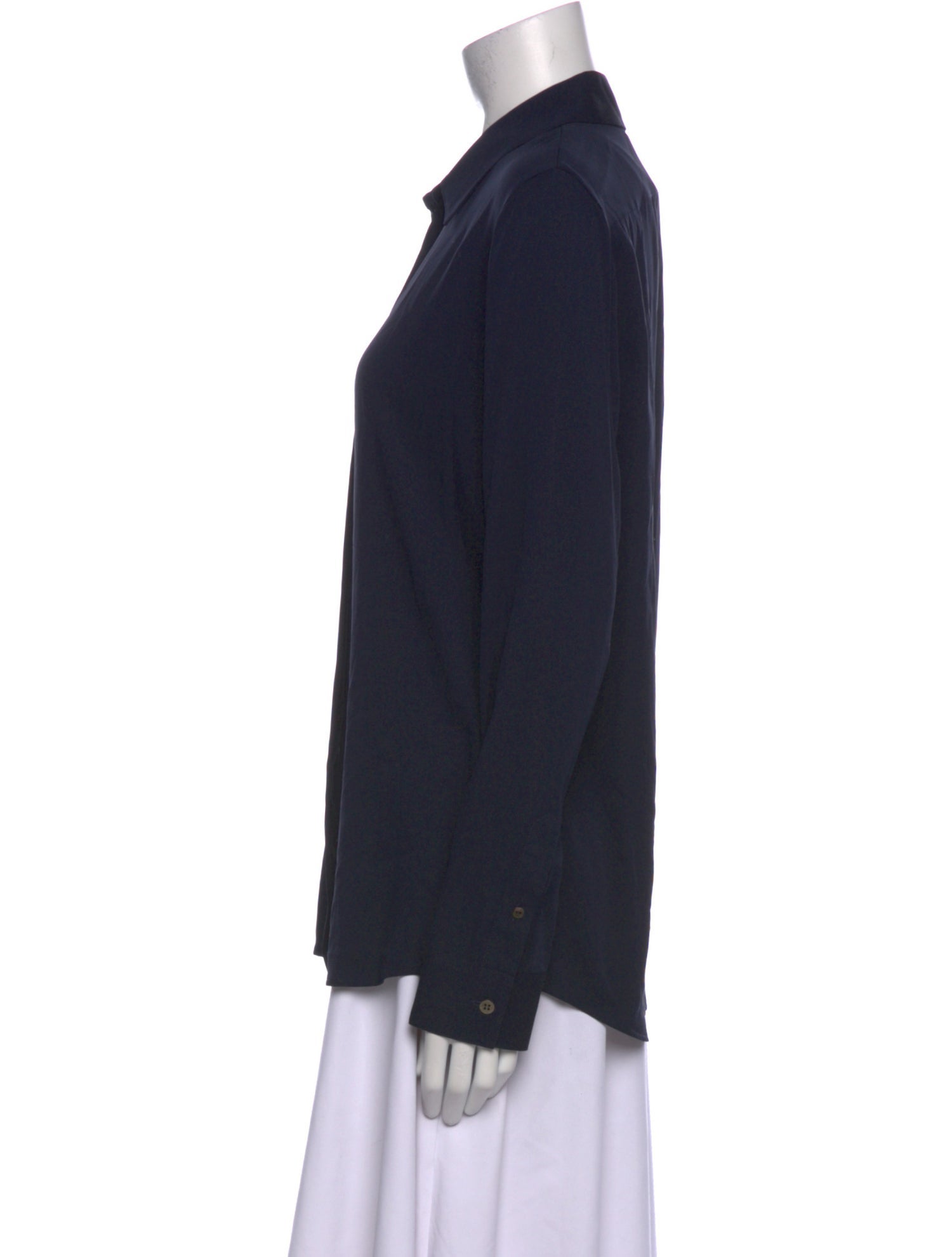 The Row Silk Long Sleeve Button-Up Top