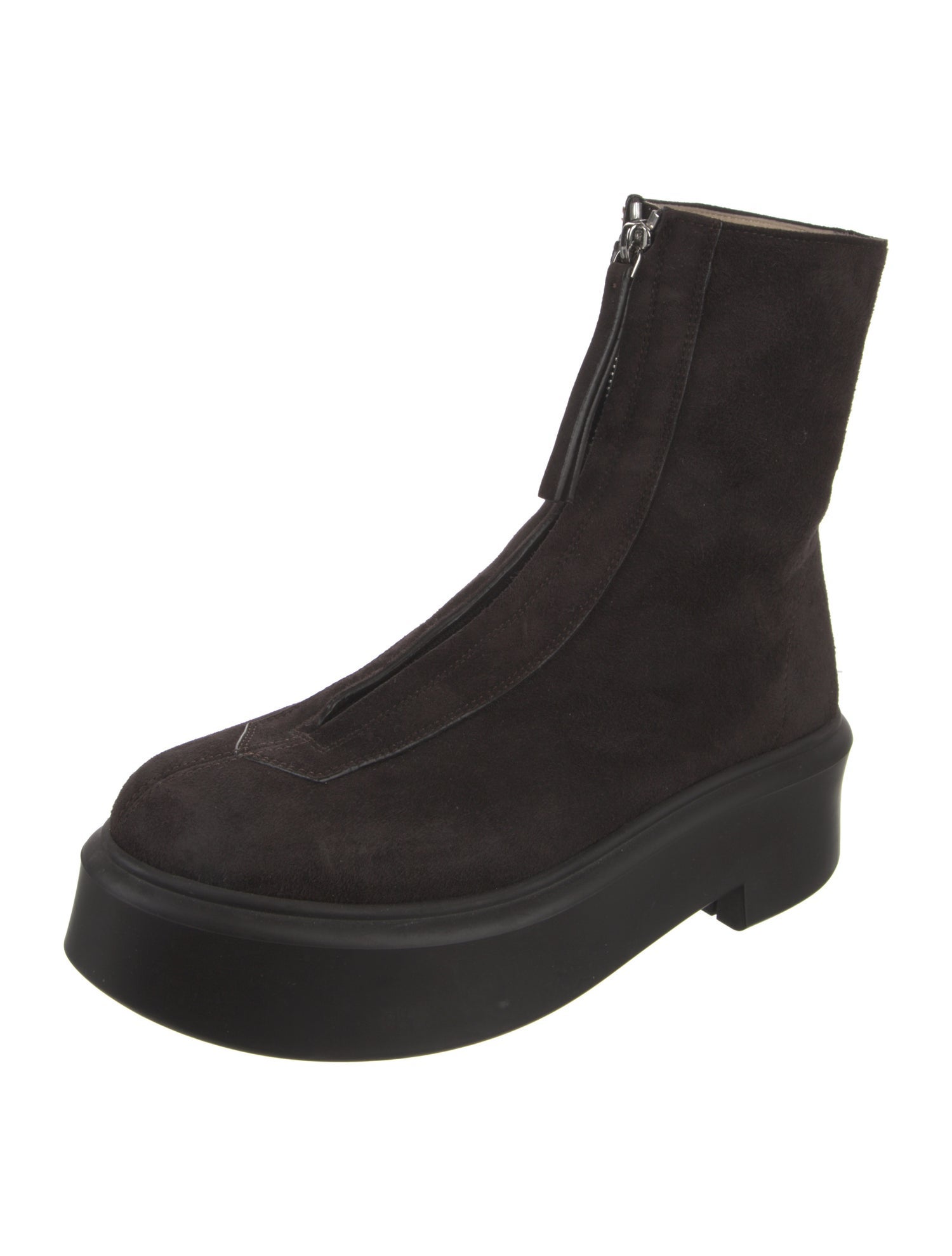 The Row Zipped 1 Suede Combat Boots