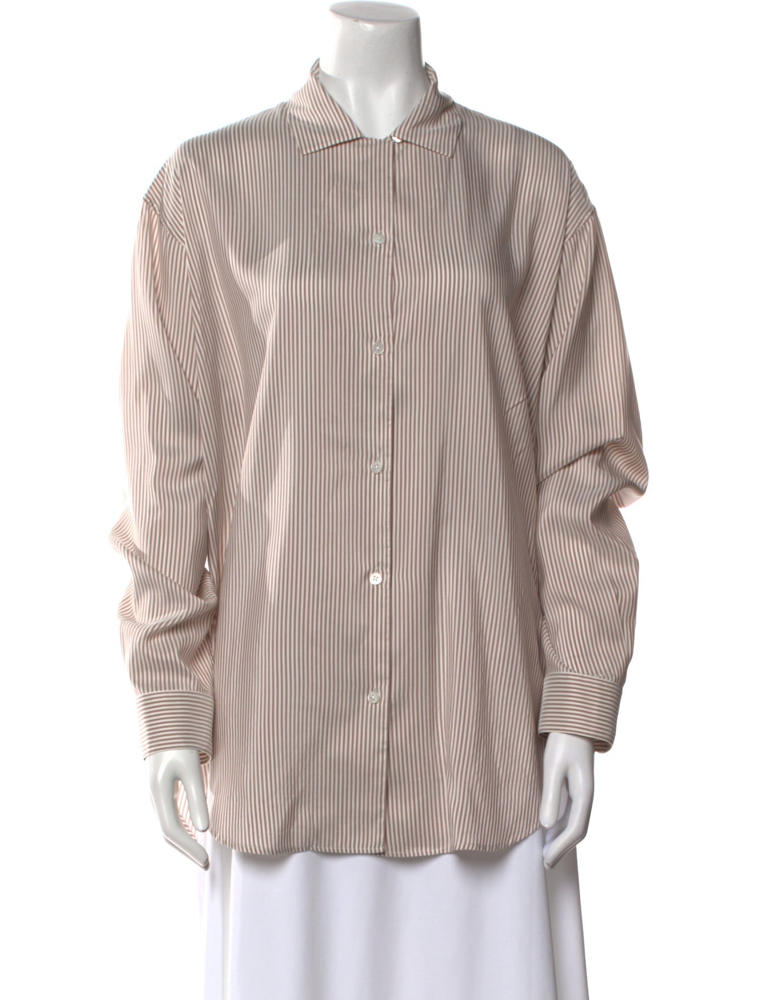 The Row Silk Striped Button-Up Top