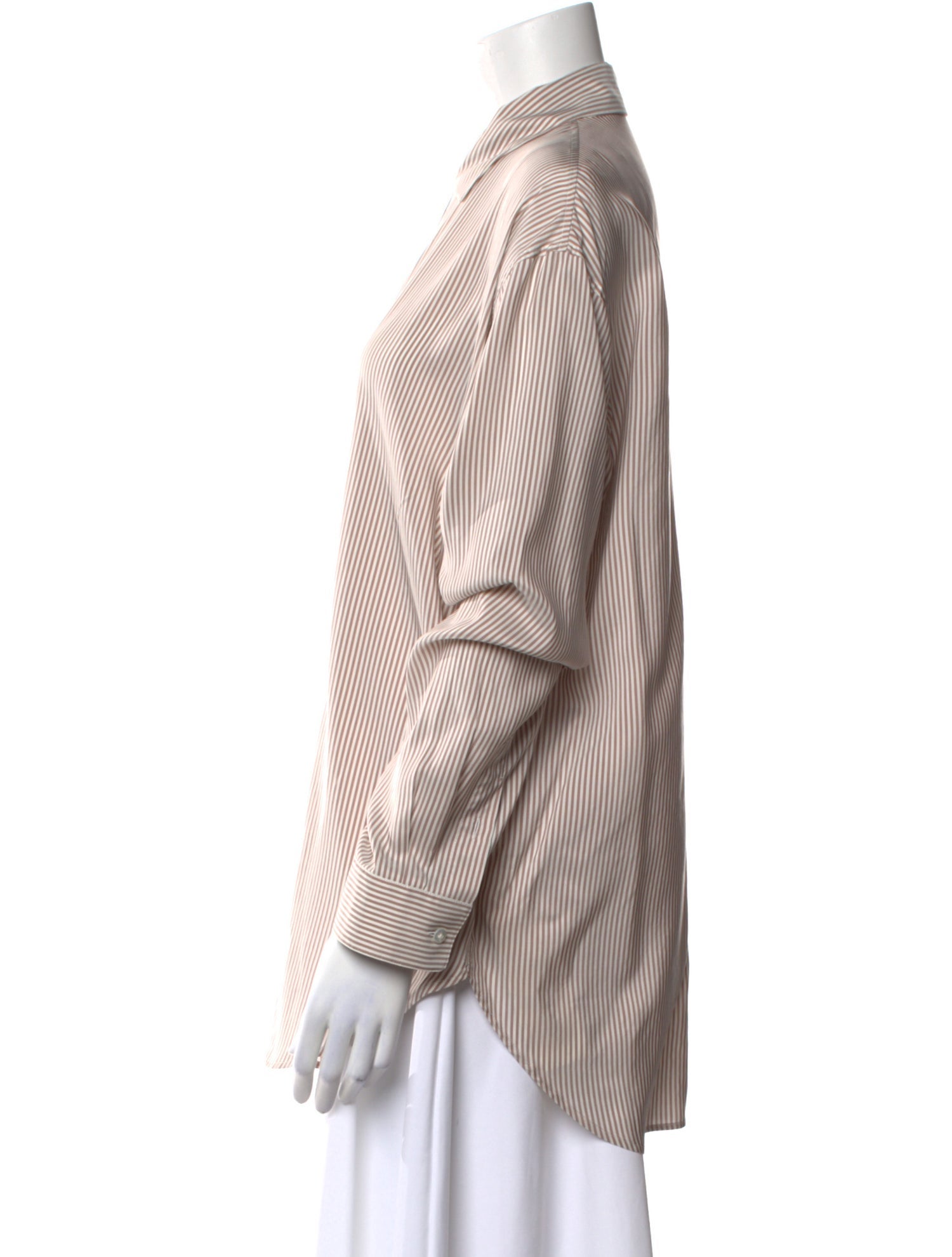 The Row Silk Striped Button-Up Top