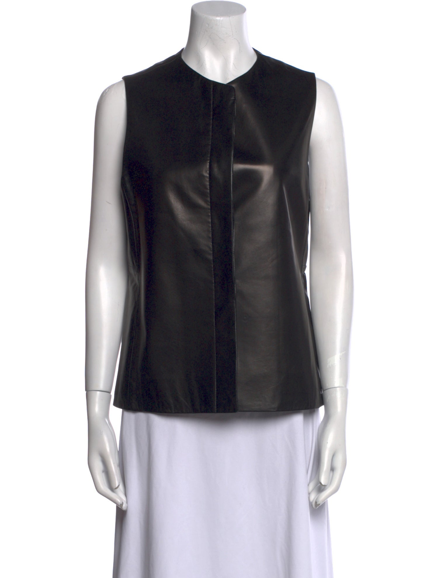 The Row Leather Crew Neck Top