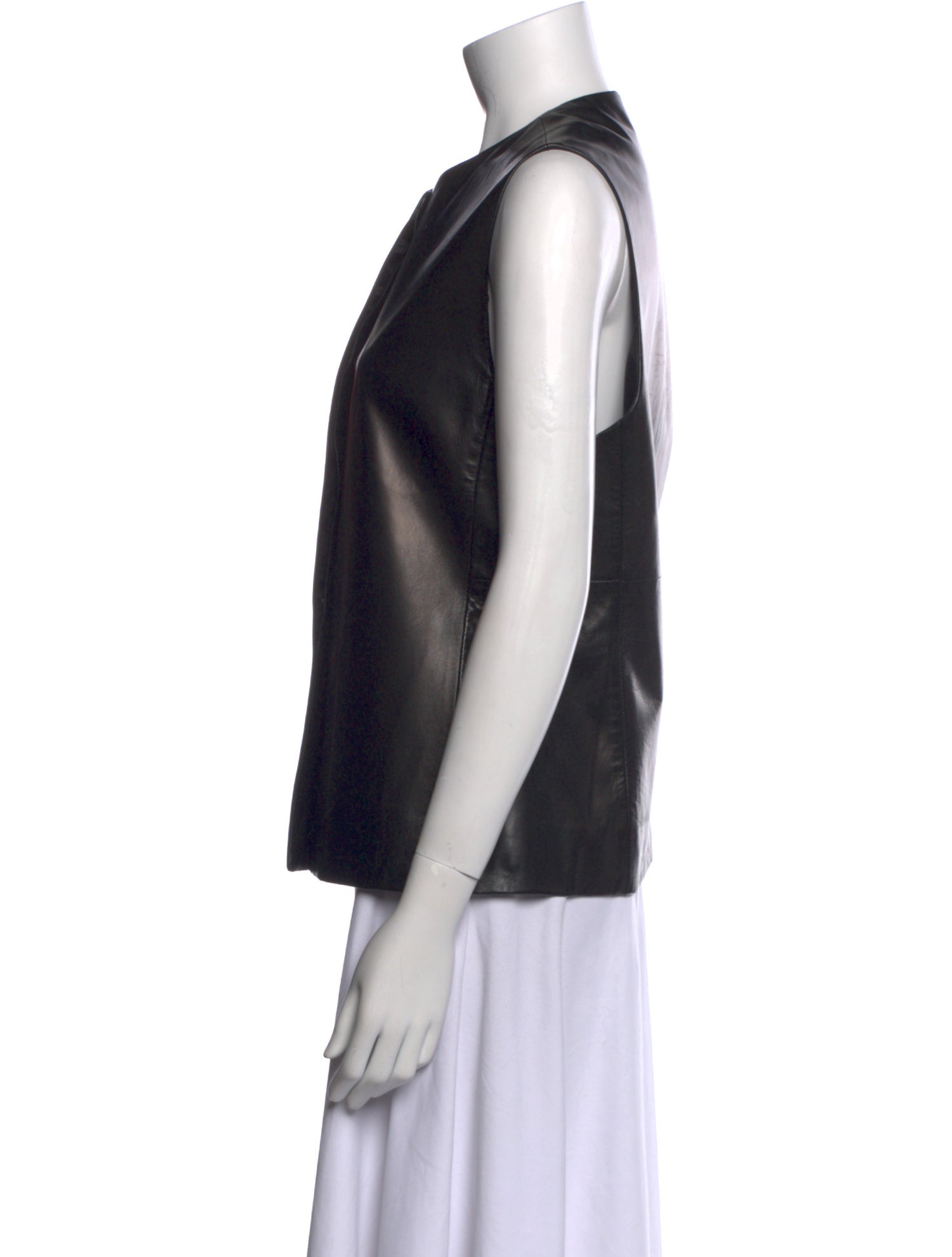 The Row Leather Crew Neck Top