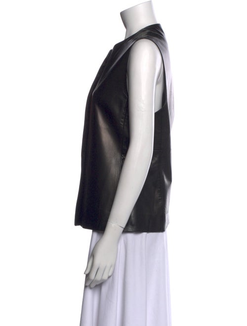 The Row Leather Crew Neck Top