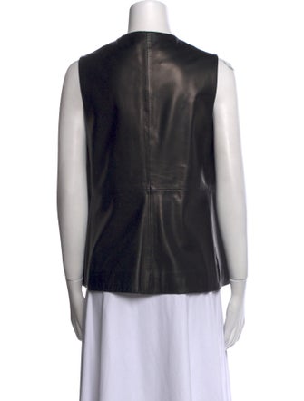 The Row Leather Crew Neck Top