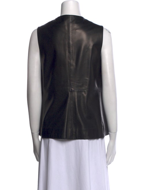 The Row Leather Crew Neck Top