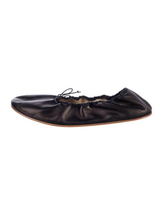 The Row Leather Bow Accents Ballet Flats