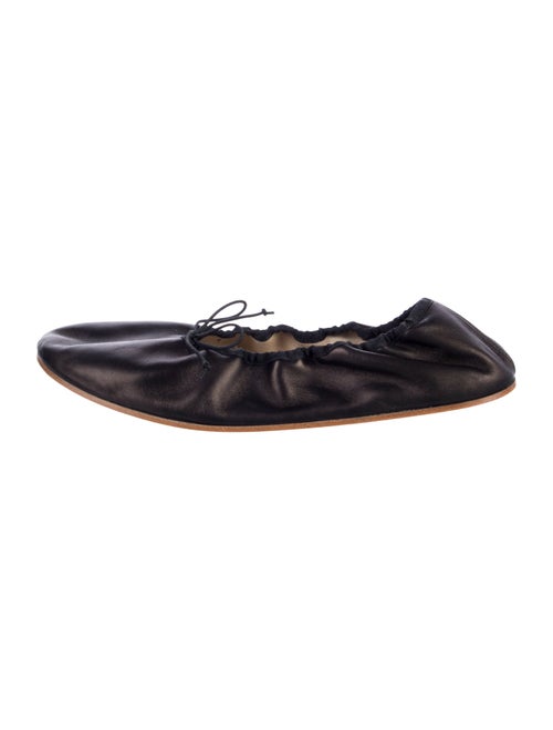 The Row Leather Bow Accents Ballet Flats
