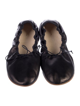 The Row Leather Bow Accents Ballet Flats