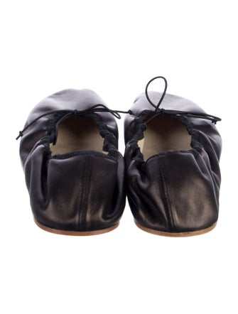 The Row Leather Bow Accents Ballet Flats