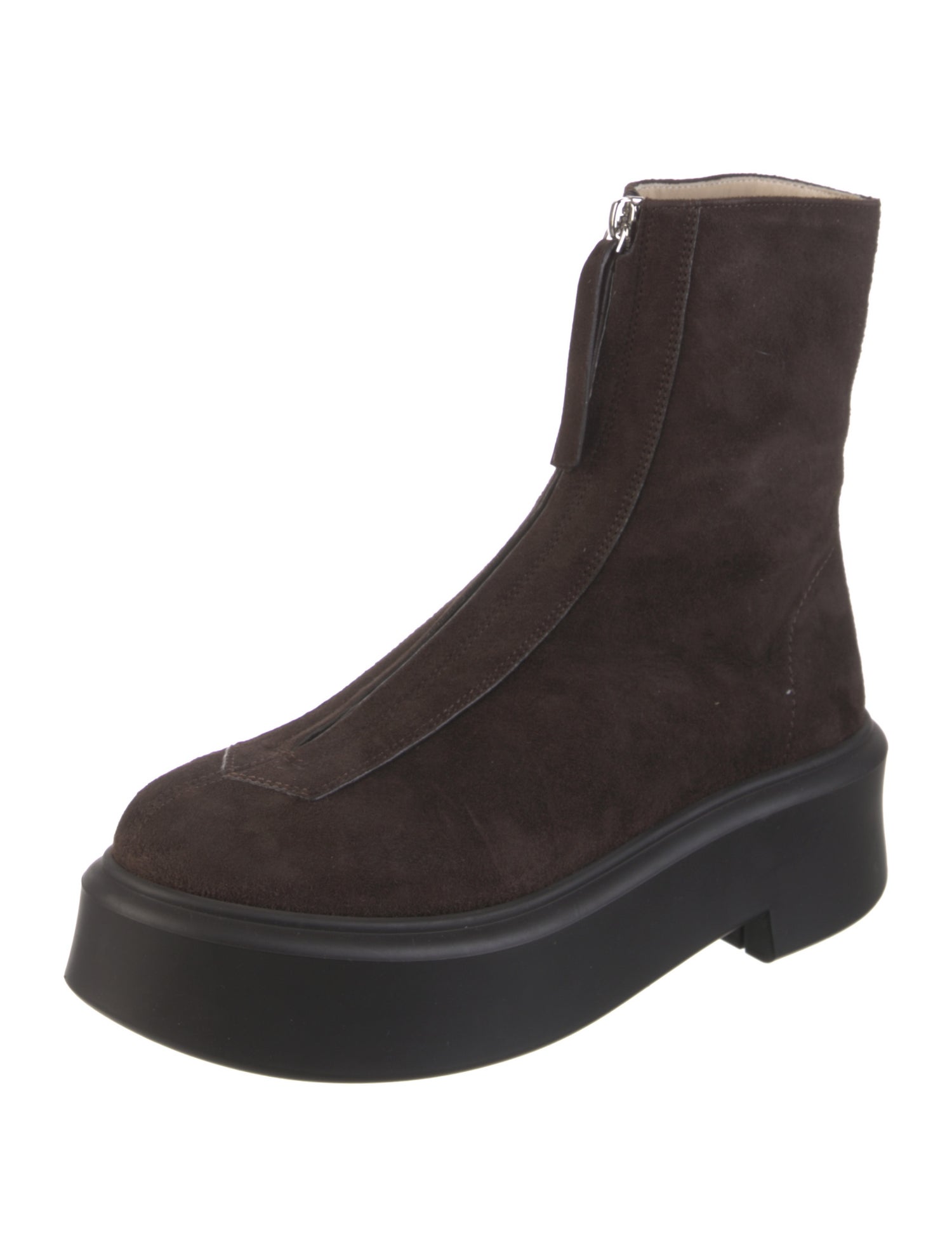 The Row Zipped I Suede Combat Boots