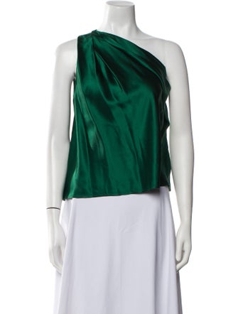 The Sei Silk One-Shoulder Crop Top