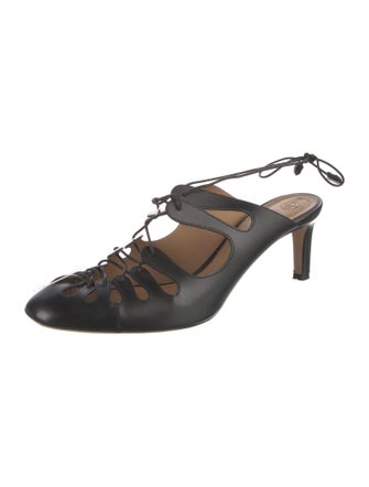 The Row Leather Cutout Accent Slingback Pumps