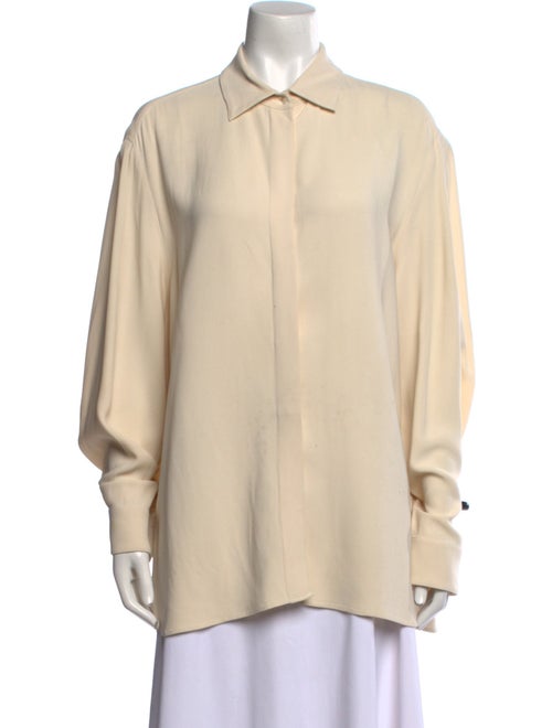The Row Silk Long Sleeve Button-Up Top