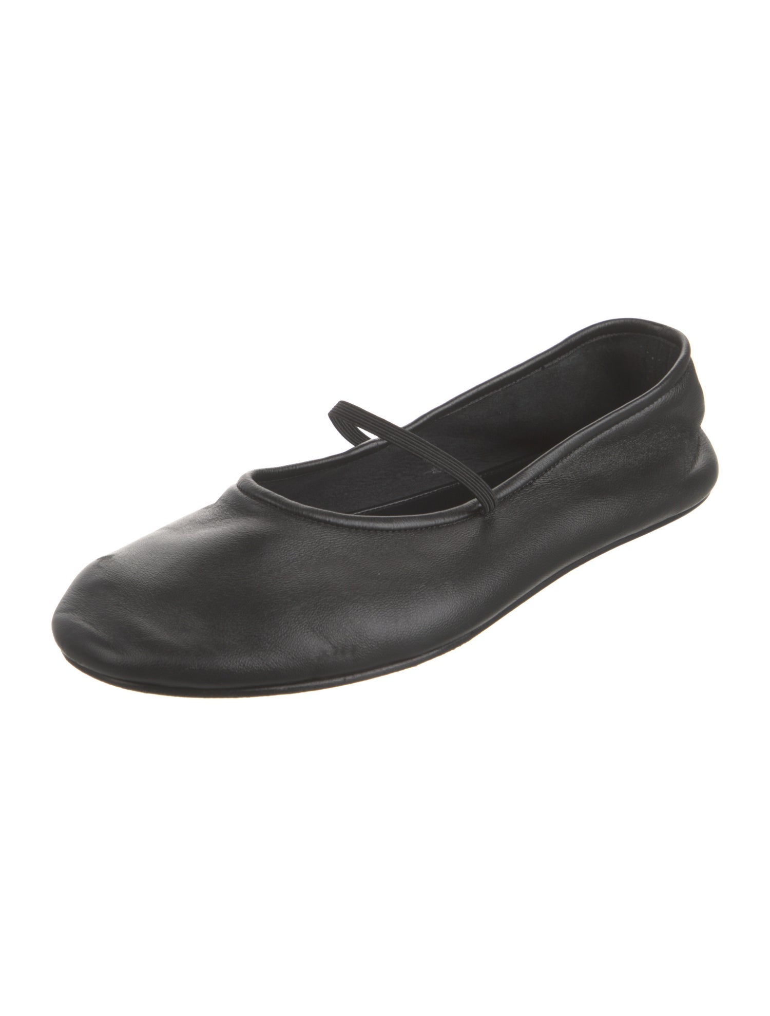 The Row Elastic Leather Mary Jane Flats