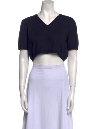 The Row Wool V-Neck Crop Top