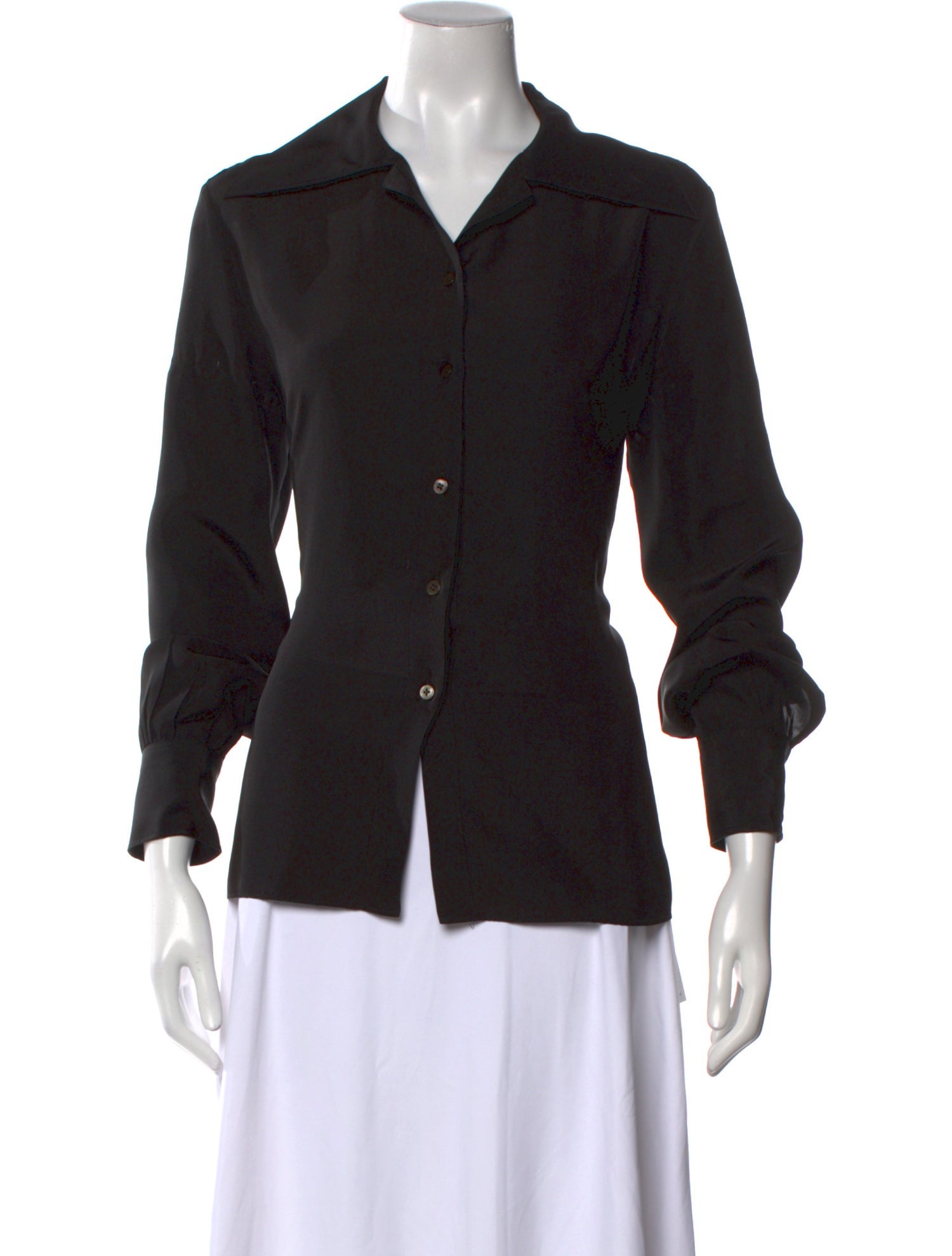 The Row Silk Long Sleeve Button-Up Top