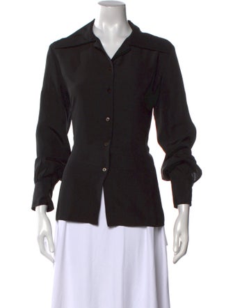 The Row Silk Long Sleeve Button-Up Top