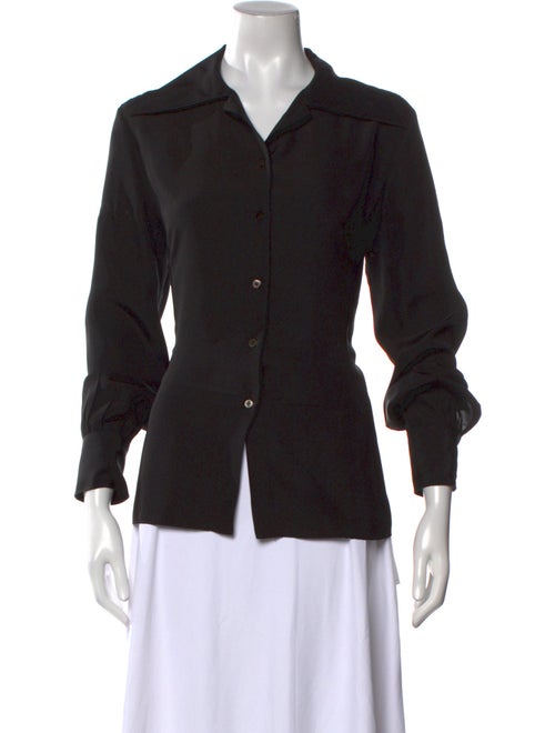 The Row Silk Long Sleeve Button-Up Top