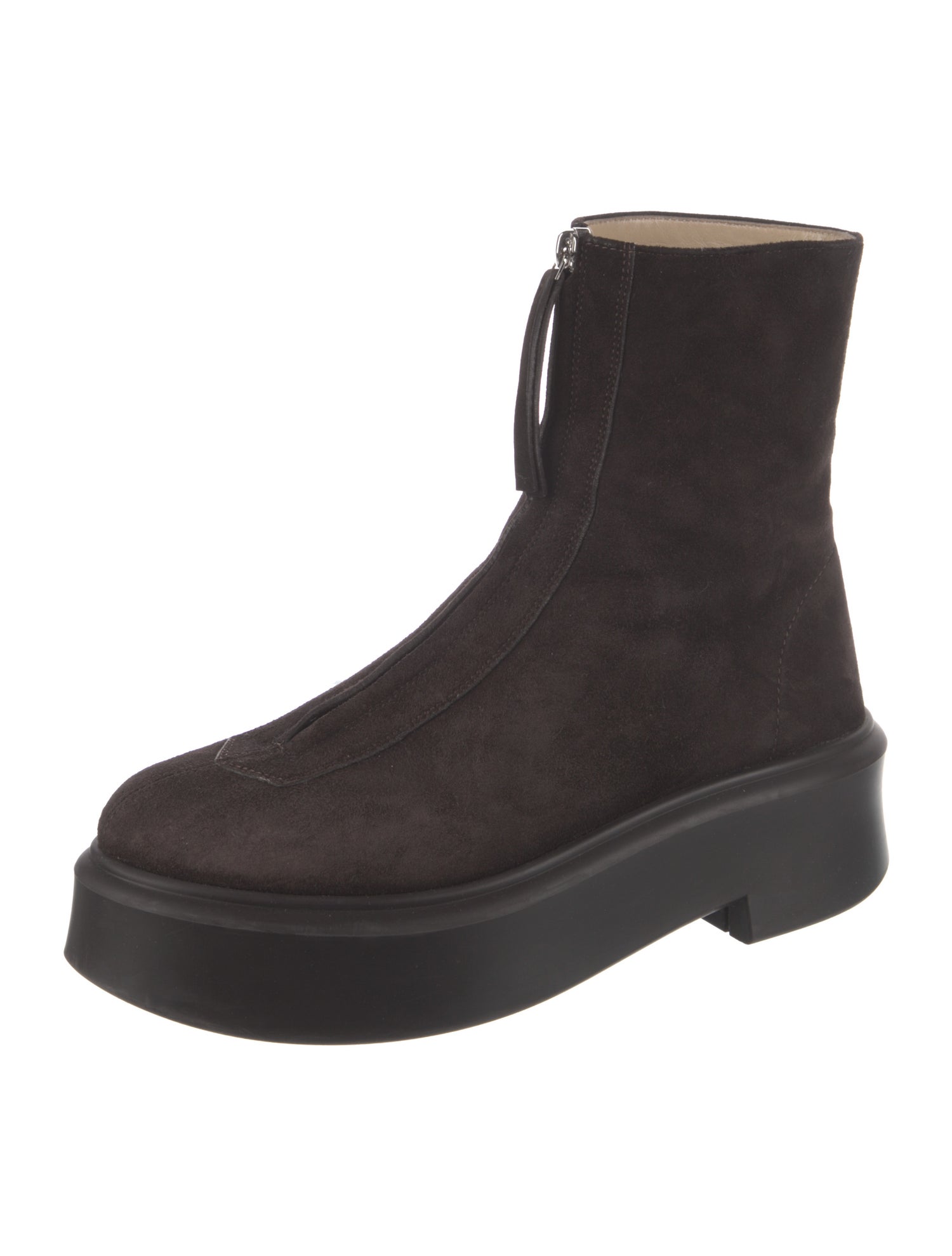 The Row Zipped 1 Suede Lace-Up Boots