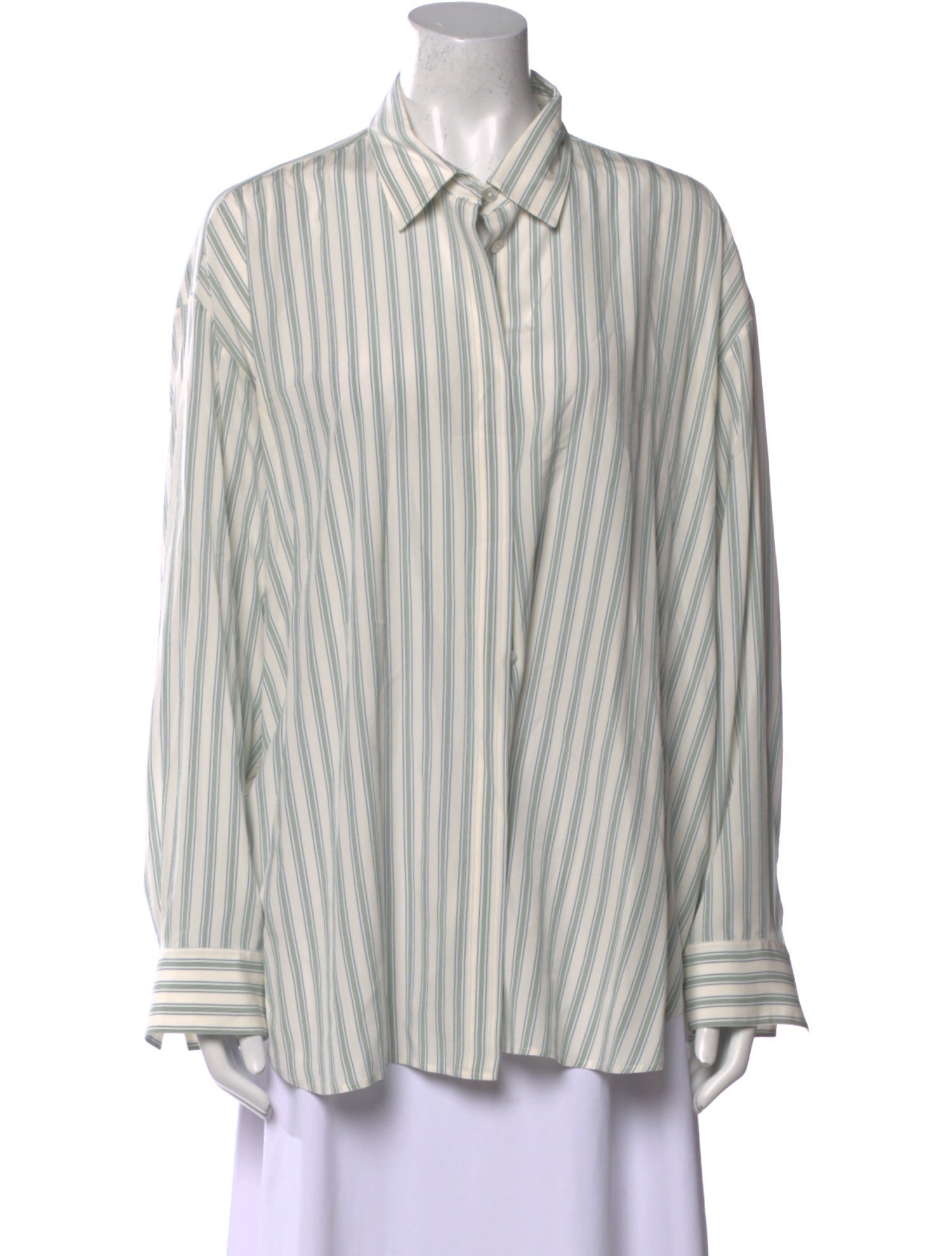 The Row Silk Striped Button-Up Top