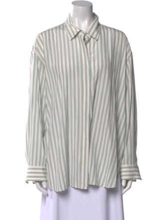 The Row Silk Striped Button-Up Top