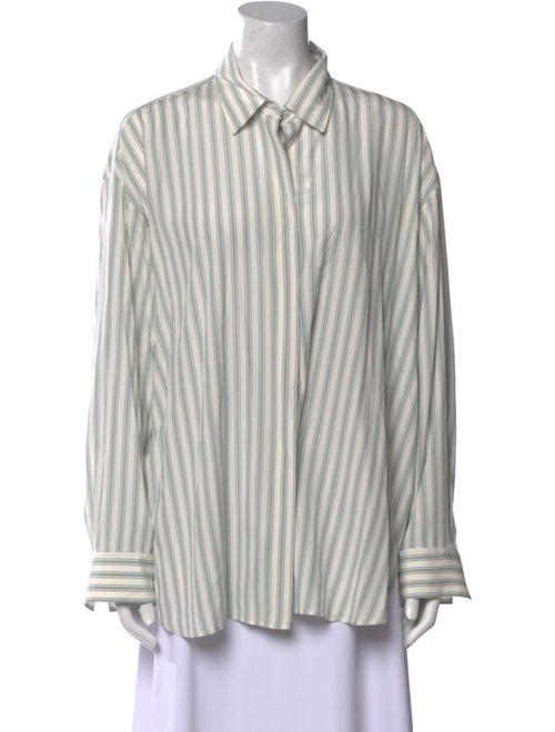 The Row Silk Striped Button-Up Top