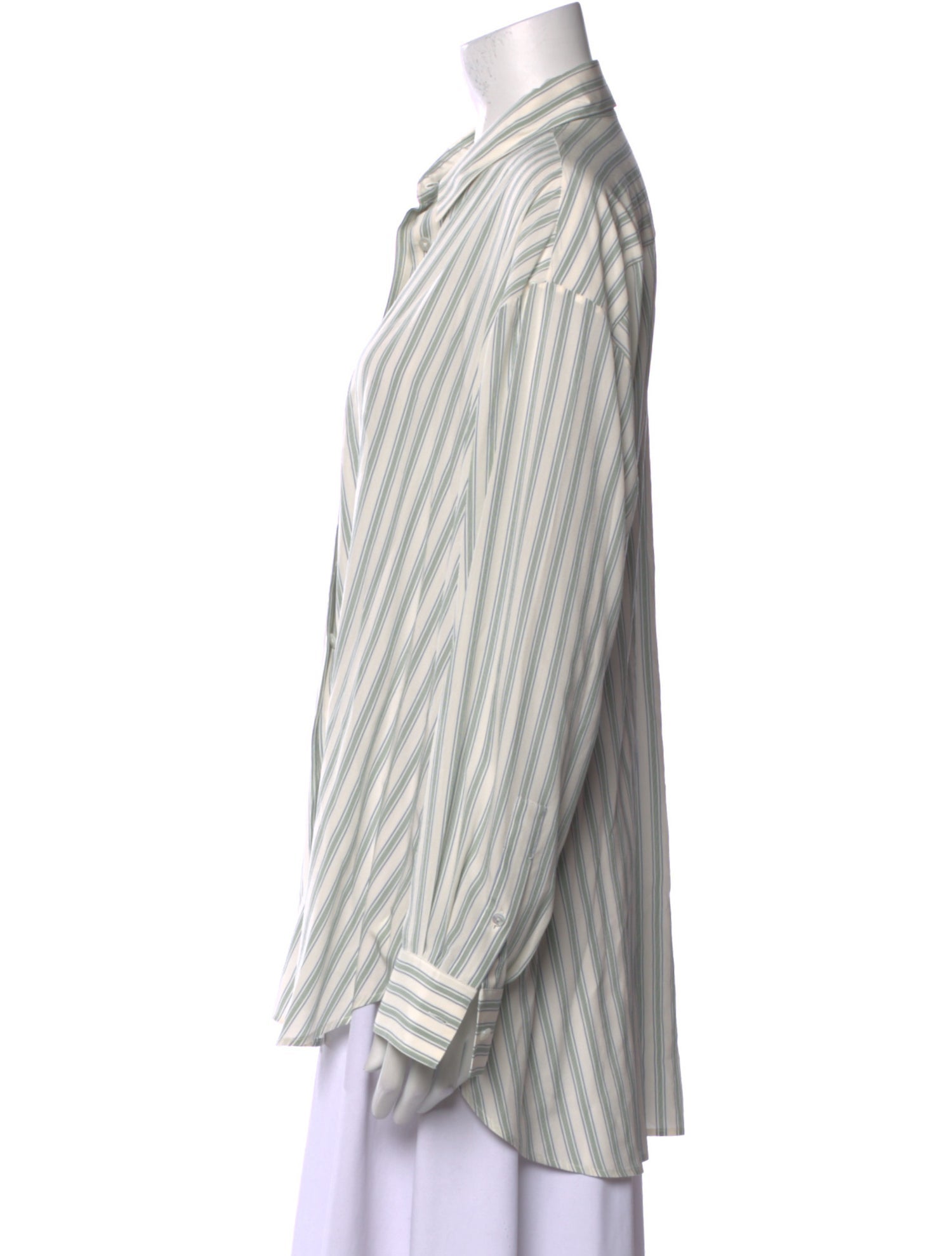 The Row Silk Striped Button-Up Top