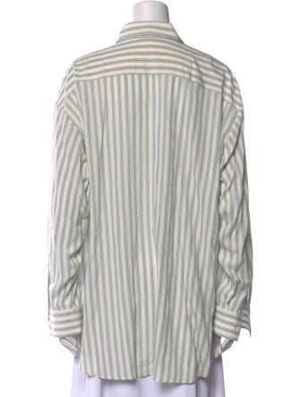 The Row Silk Striped Button-Up Top