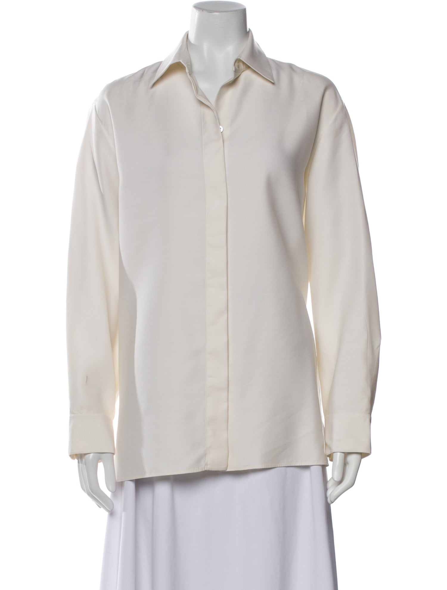 The Row Virgin Wool Long Sleeve Button-Up Top