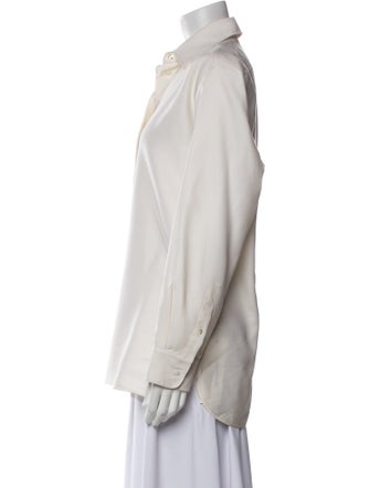 The Row Virgin Wool Long Sleeve Button-Up Top