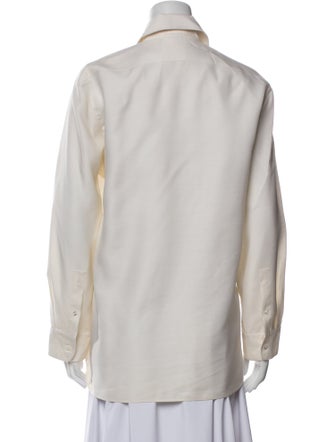The Row Virgin Wool Long Sleeve Button-Up Top