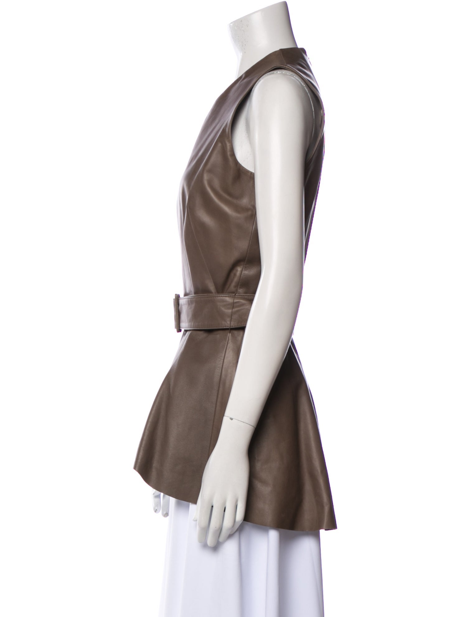 The Row Leather V-Neck Blouse