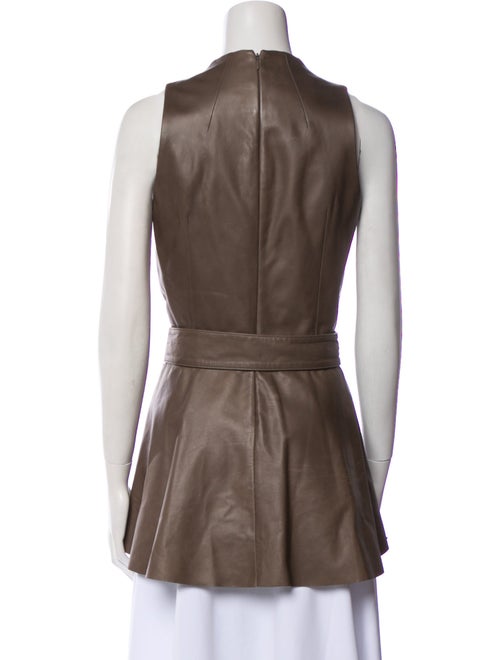 The Row Leather V-Neck Blouse