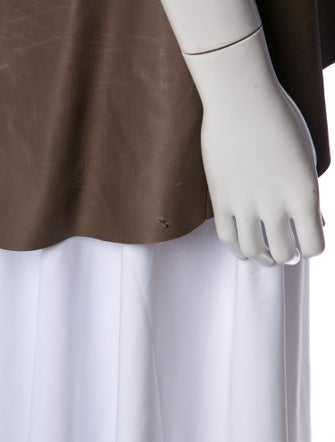 The Row Leather V-Neck Blouse