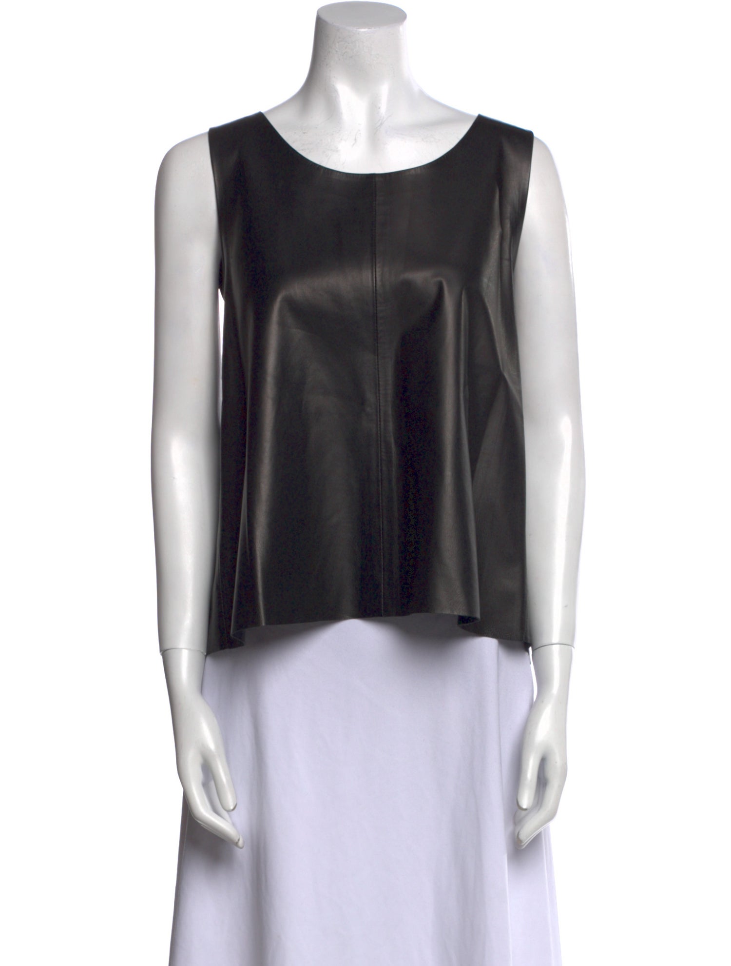The Row Leather Scoop Neck Crop Top