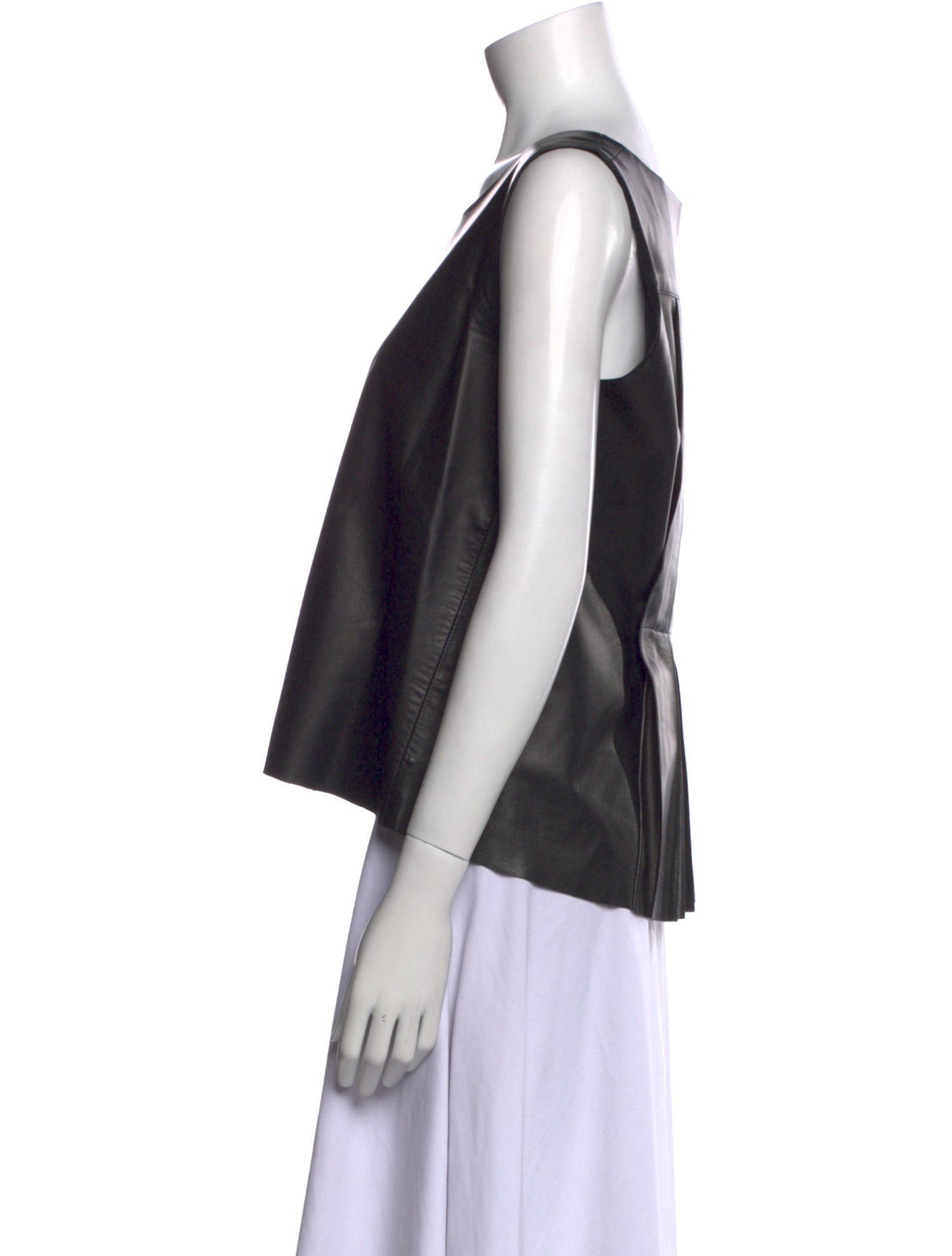 The Row Leather Scoop Neck Crop Top