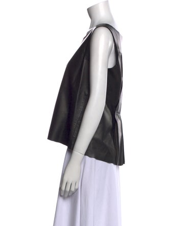 The Row Leather Scoop Neck Crop Top