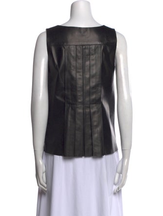 The Row Leather Scoop Neck Crop Top