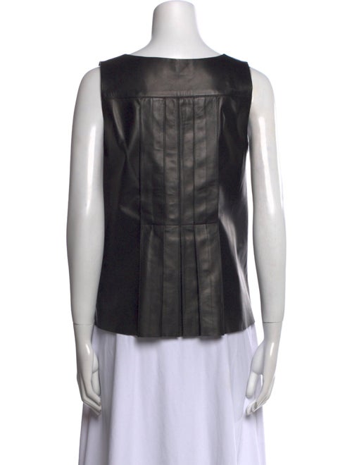 The Row Leather Scoop Neck Crop Top