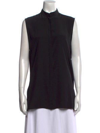 The Row Silk Mock Neck Button-Up Top
