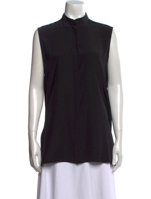 The Row Silk Mock Neck Button-Up Top