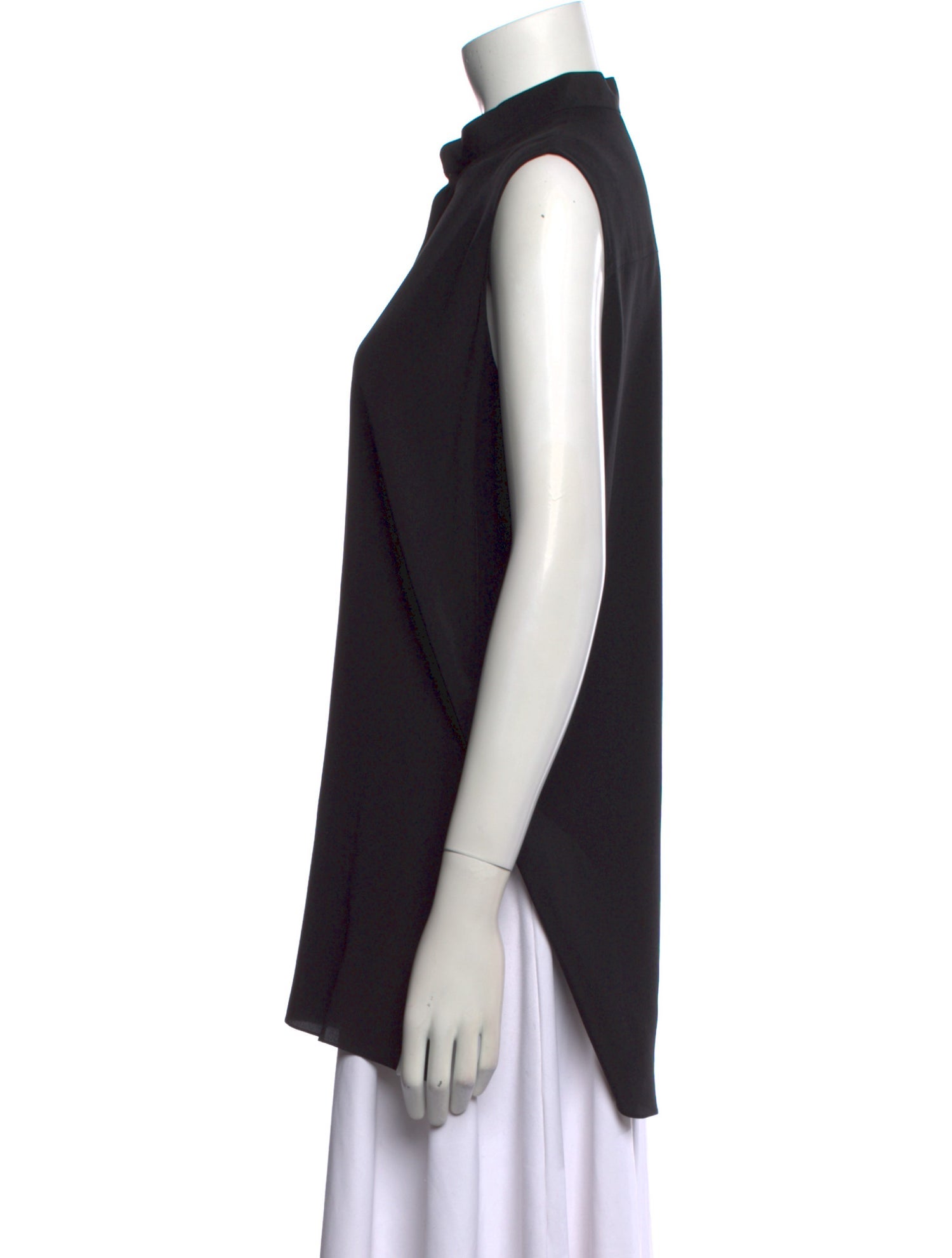 The Row Silk Mock Neck Button-Up Top