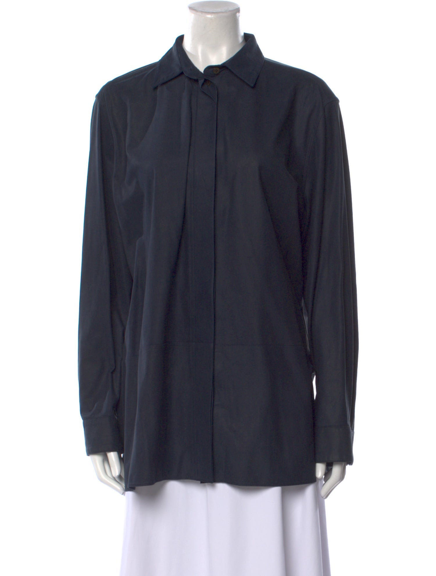 The Row Leather Long Sleeve Calfskin Button-Up Top w/ Tags