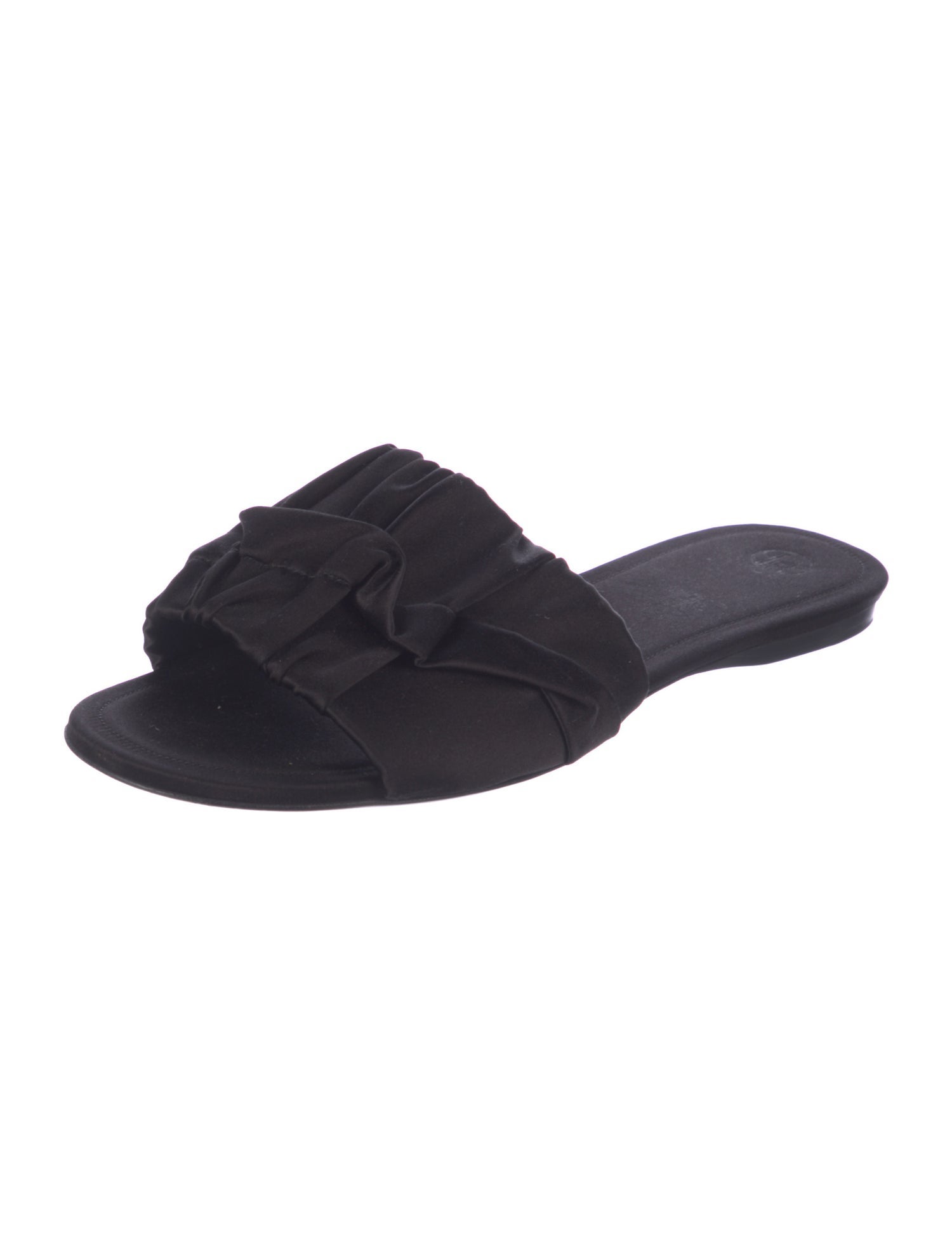 The Row Satin Ruffle Embellishment Slides