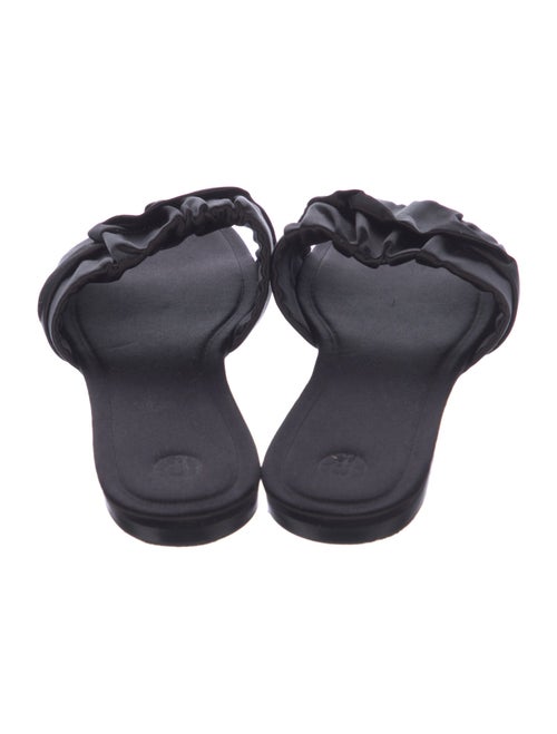 The Row Satin Ruffle Embellishment Slides