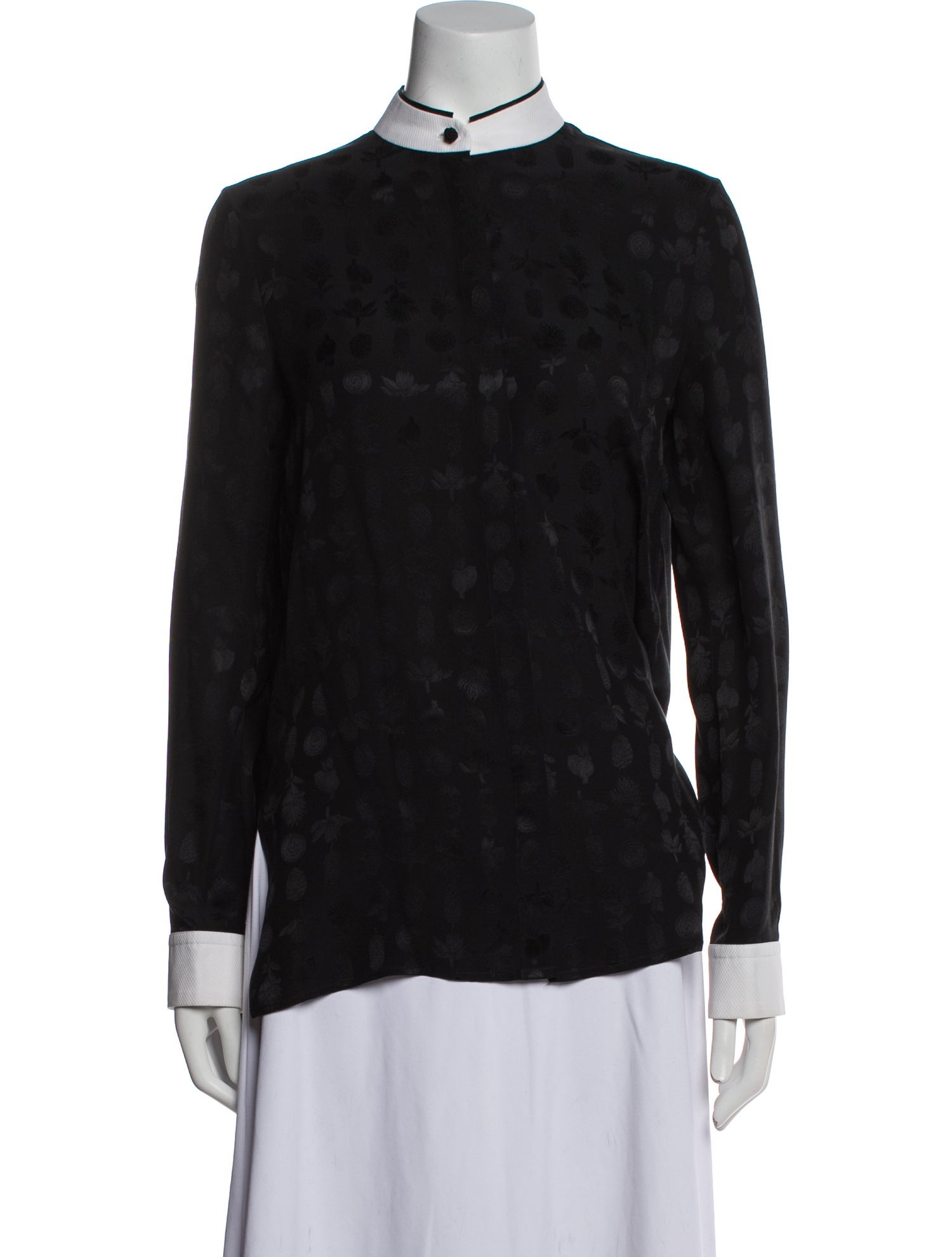 The Row Silk Mock Neck Button-Up Top